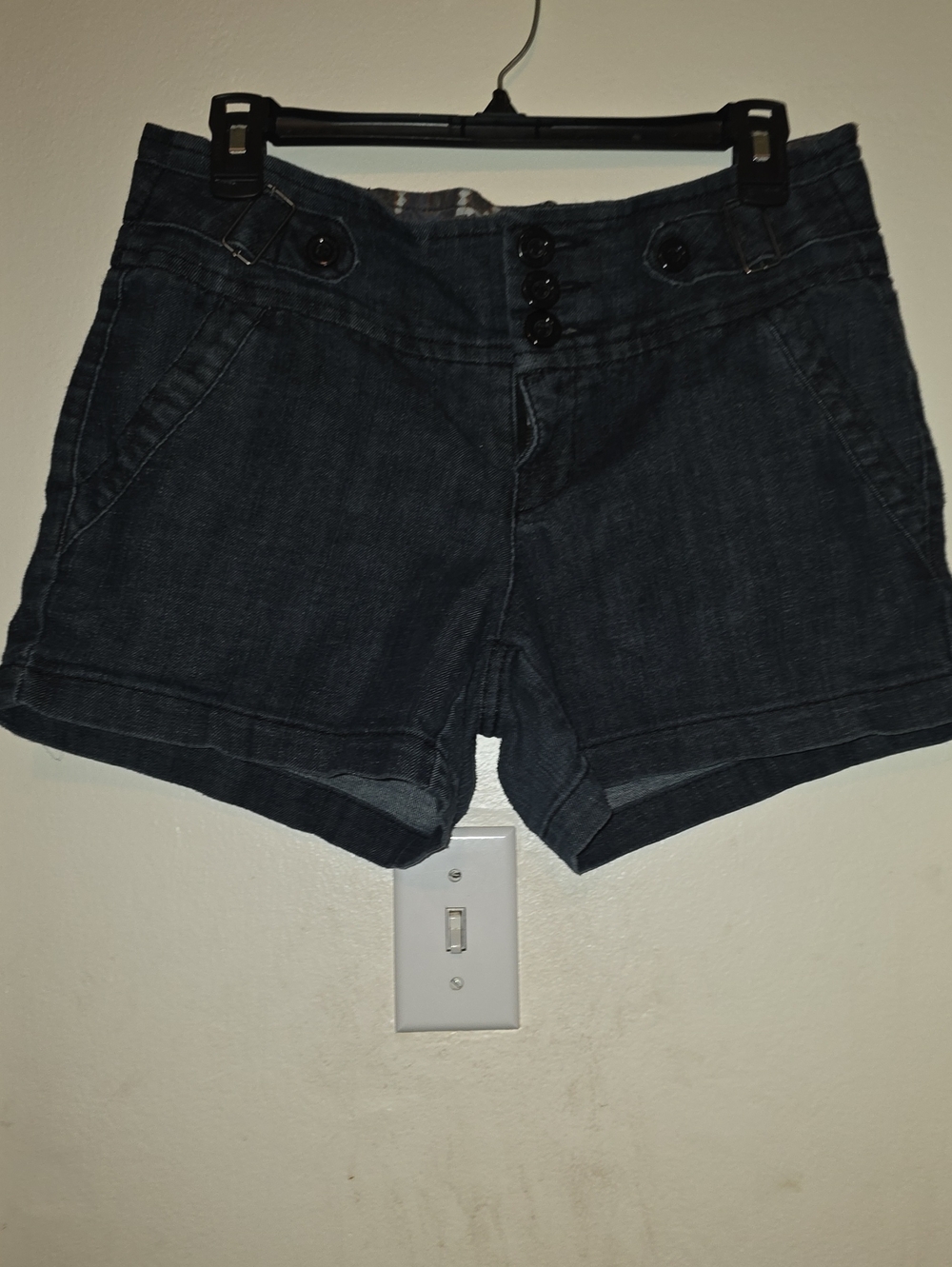 Dark Denim Women’s Shorts - Classic Button Front